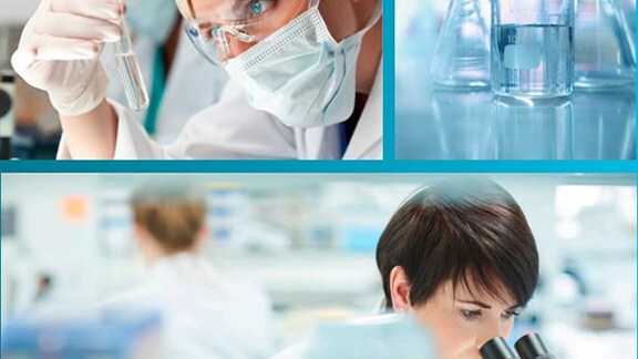 Collage of images of the interior of a laboratory