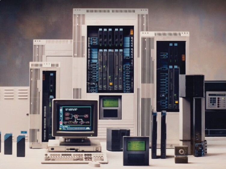 All Metasys products of the past and present on a table