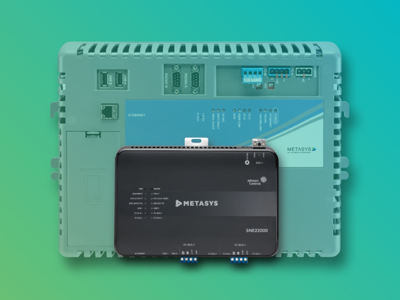 Metasys sne22000 on a blue green background