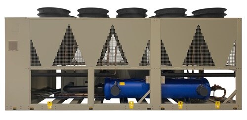Lateral view of the YGT Air-cooled VSD screw chiller by YORK